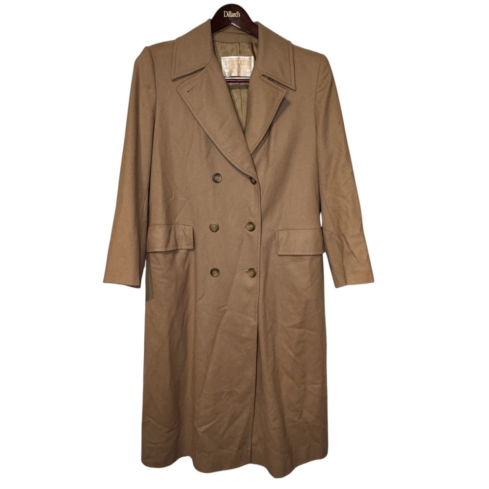 Pendleton Vintage 70s Double Breasted Virgin Wool Overcoat Camel Tan Womens 6